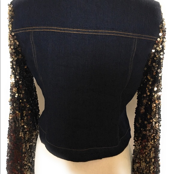 Intro denim sequins sleeve jacket, size large - Picture 5 of 5